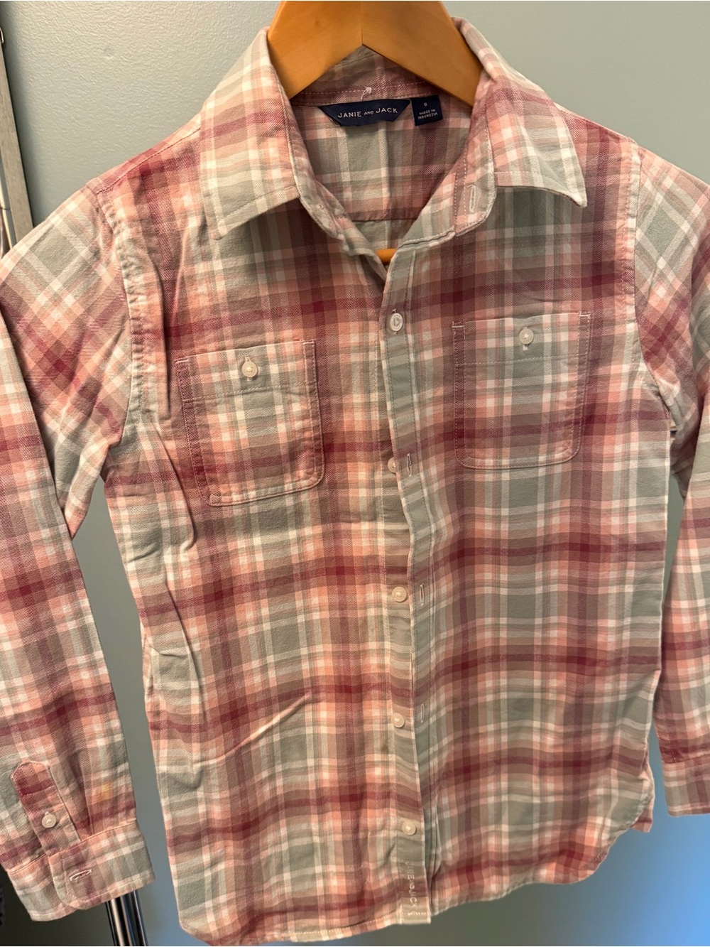 Janie and Jack red/brown and Gray Plaid Button-Down Shirt